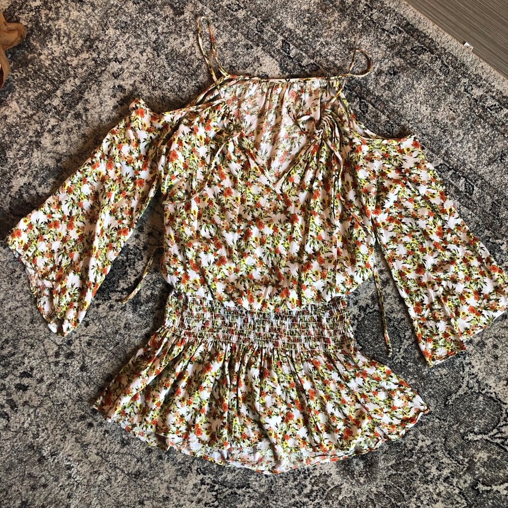 Free People Floral Cold Shoulder Boho Dress